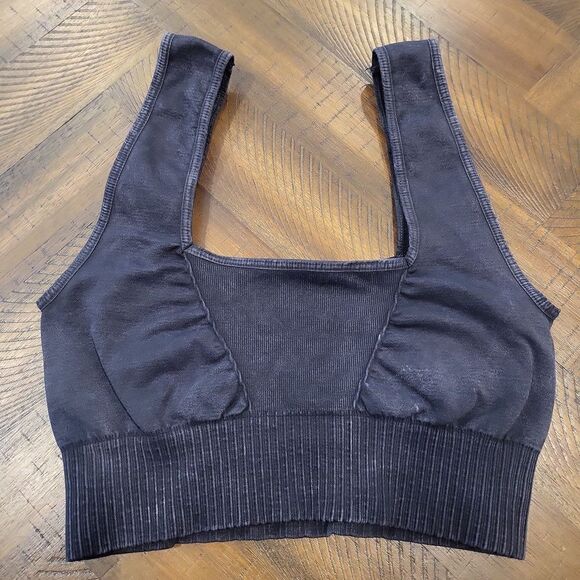 Free People Good Karma Square Neck Bra Washed Black XS/S - Picture 1 of 3